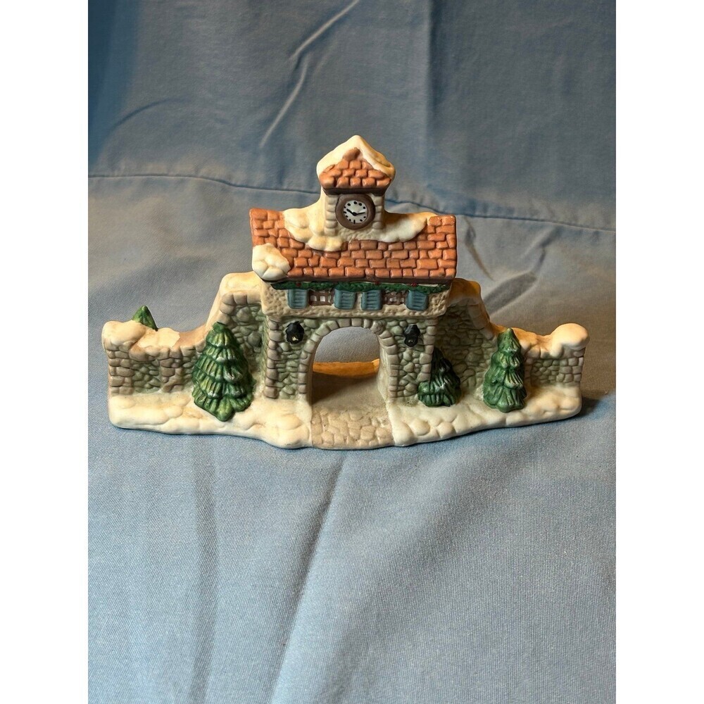 Dickens Porcelain Christmas Town Clock Tower Gate Village Piece